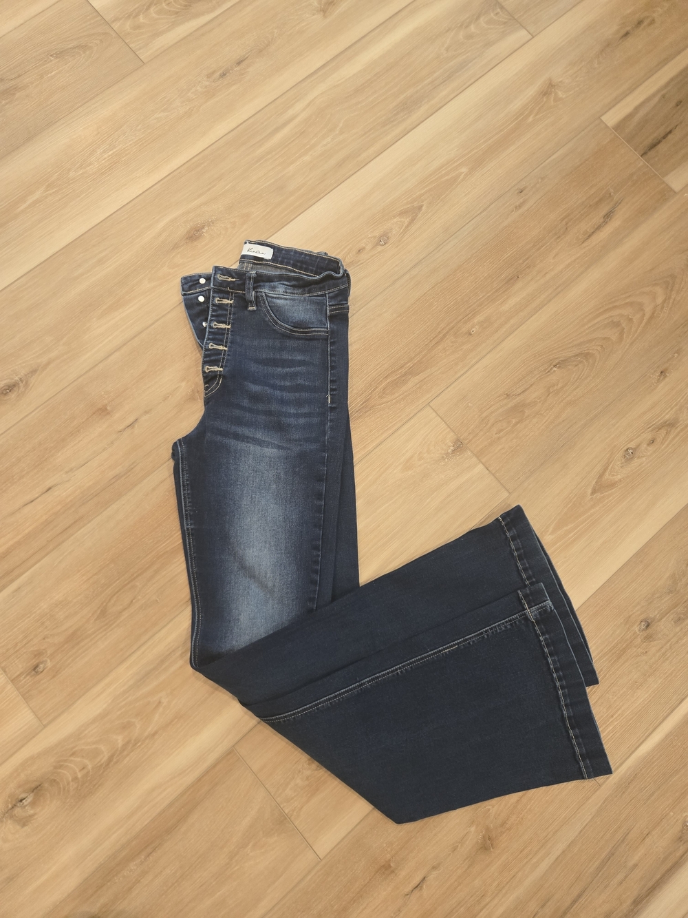KanCan Dark Indigo Boot-Cut Jeans with Button Fly